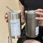 Women’s Stainless Steel Insulated Mug with Integrated Straw and Leak-Proof Lid