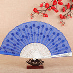 Ladies Hand Fan Bamboo Frame Paper Elegant Floral Design Portable Foldable