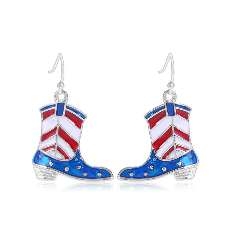 Women's Lightweight Star Earrings Enamel Flag Design Fishhook Closure Zinc Alloy
