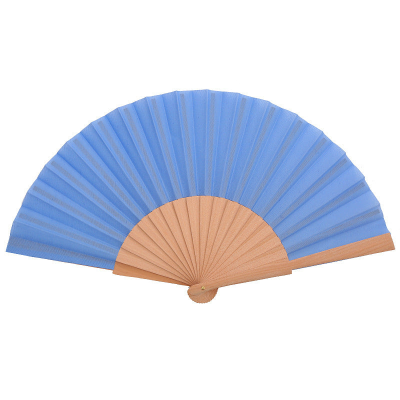 Ladies Elegant Hand Fan Lightweight Fabric Artistic Pleat Pattern Portable