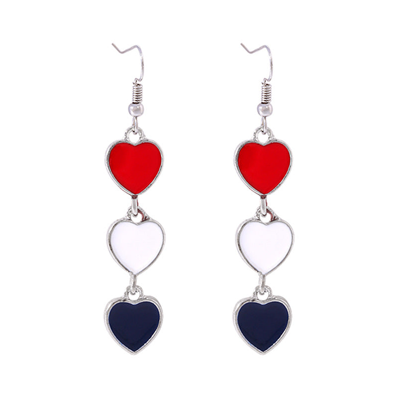 Women's Lightweight Star Earrings Enamel Flag Design Fishhook Closure Zinc Alloy