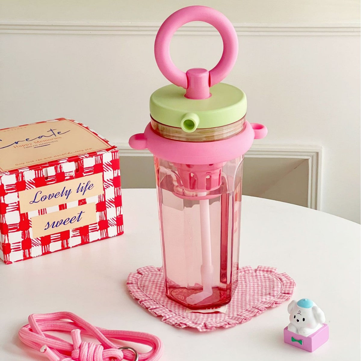 Women’s Fruit Infuser Water Bottle BPA-Free Leak-Proof with Carry Strap for Flavored Drinks