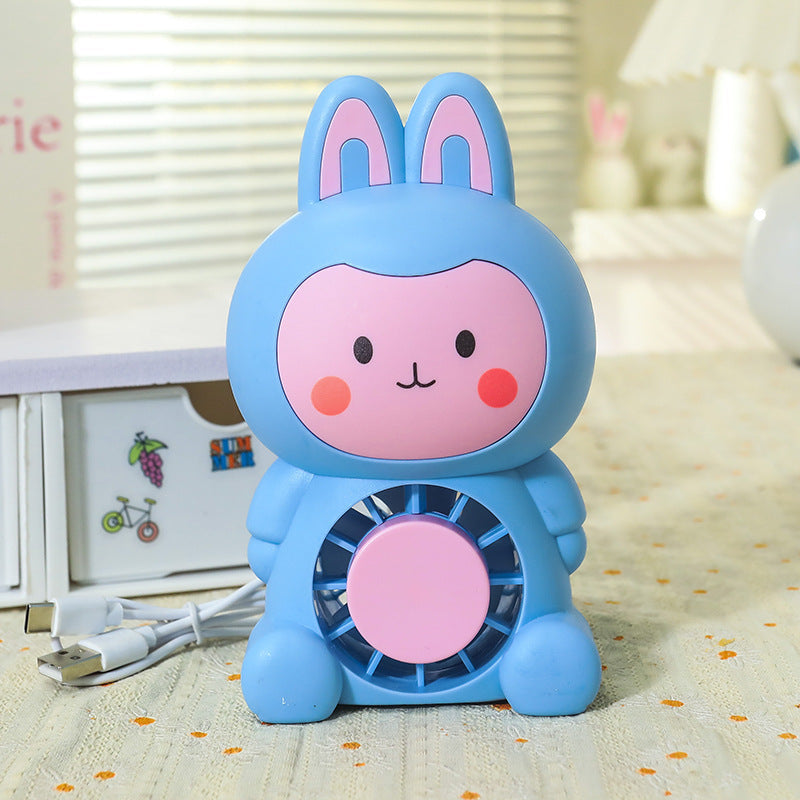 Portable USB Mini Fan Cute Rabbit Design Adjustable Speed Quiet Operation