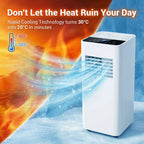 Portable Air Cooler Compact Tower Rapid-Cool Digital Touch Controls Wheels