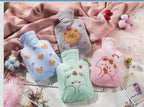 Bowlift Ladies Hot Water Bottle Soft Fabric Cover Leak-Proof Animal Design Cozy Warmth
