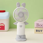 Portable Fan Adorable Character Design USB Rechargeable Quiet Operation Compact