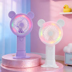 Portable USB Hand Fan with LED Lights Flexible Tilt Lightweight Personal Cooling Device