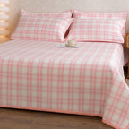 Bowlift Women's Checkered Cotton Bedding Set Gray High-Quality Breathable Cotton