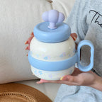 Creative Women's Drinking Bottle with Playful Colorful Design Ergonomic Handle and Secure Lid