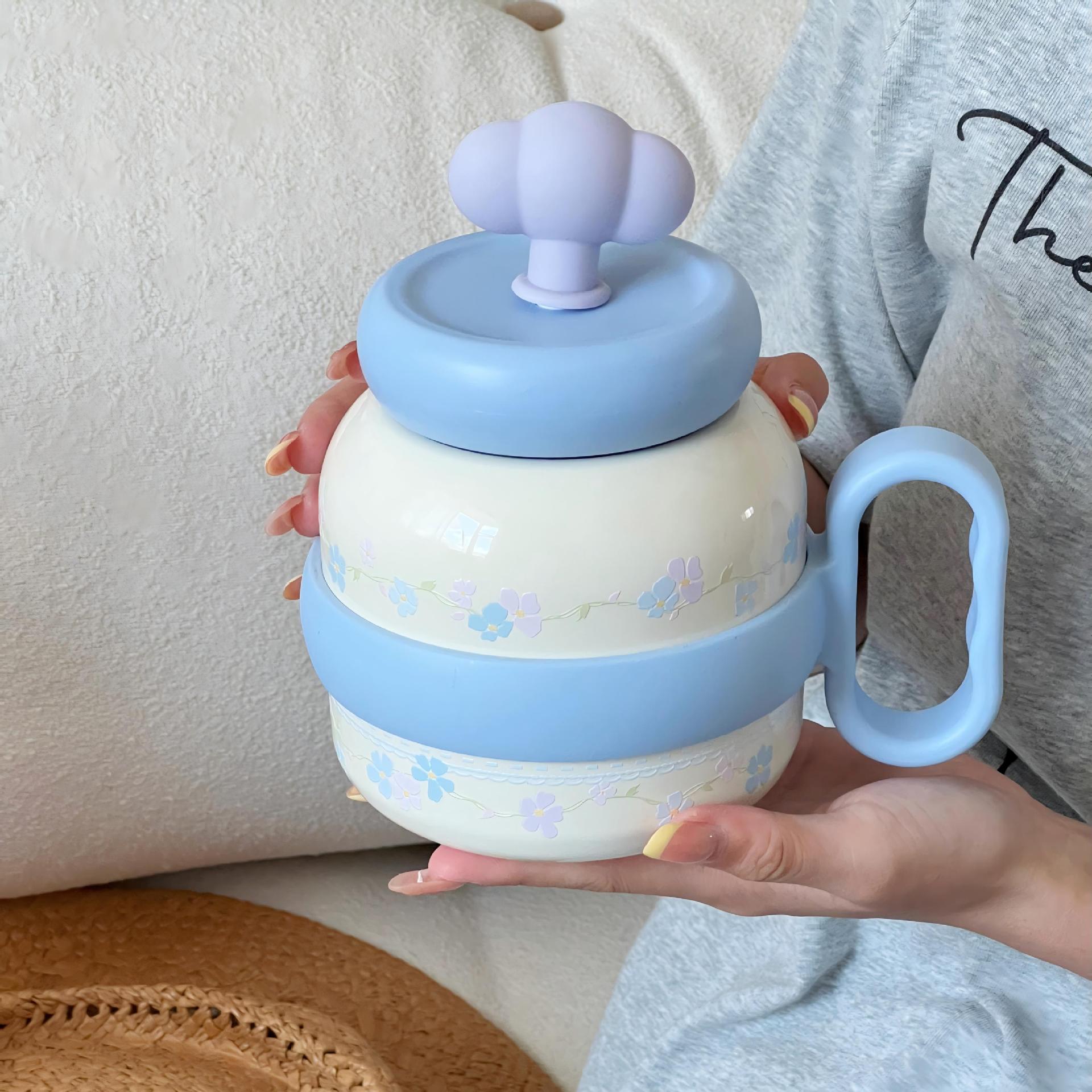 Creative Women's Drinking Bottle with Playful Colorful Design Ergonomic Handle and Secure Lid