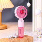 Portable Mini Fan With Integrated Spray Function USB Rechargeable Adjustable Speed