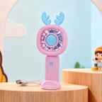 Portable Mini Fan USB Powered Cute Bunny Design Lightweight Personal Cooling Fan