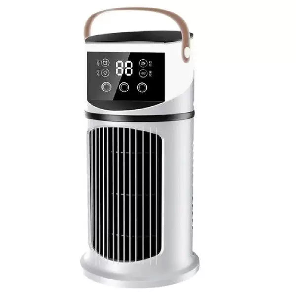 Rechargeable Tower Fan with Touch LED Control Moisturizing Reservoir and Leather Handle