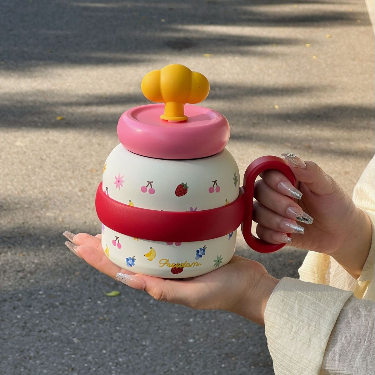 Unisex Coffee Pot Playful Colorful Design Durable Material Spill-Proof Lid Handle