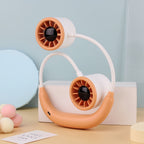 Women's Portable Neck Fan USB Rechargeable Quiet Operation Adjustable Holder Flexible Design