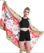 Ladies Beach Towel Microfiber Quick-Dry Tropical Flamingo Design Large