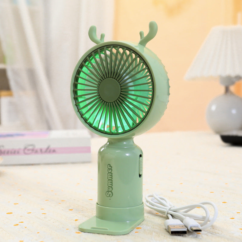 Portable Mini Hand Fan for Women USB Rechargeable Lightweight with Flexible Mounting and Cute Ear Design