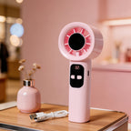 Mini Handheld Bladeless Fan USB Rechargeable Digital Display Portable Cooler