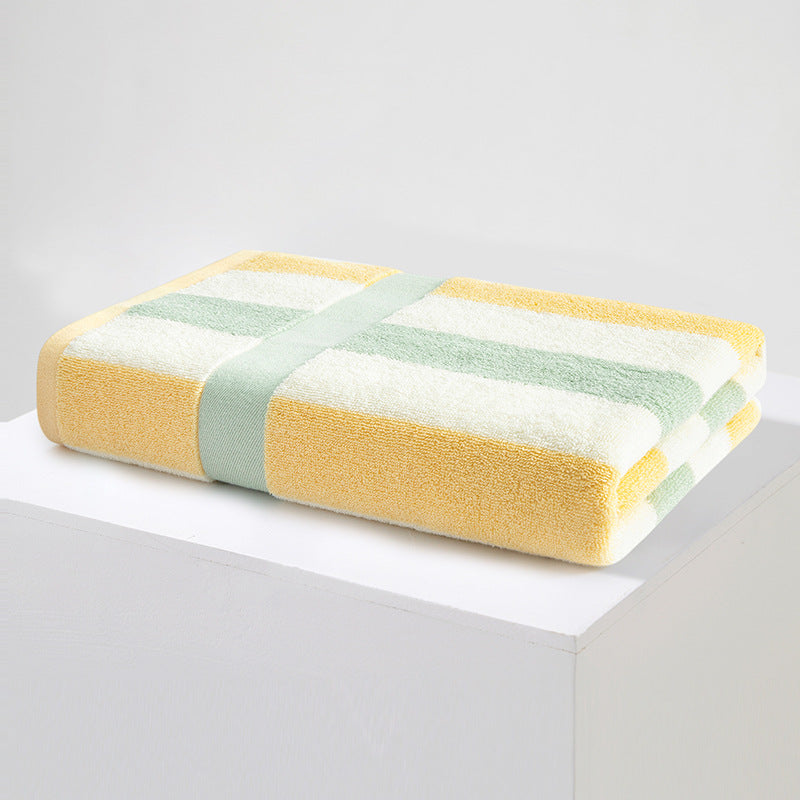 Ladies Cotton Towel Soft Striped Blue and White Bathroom Beach Gym Towel