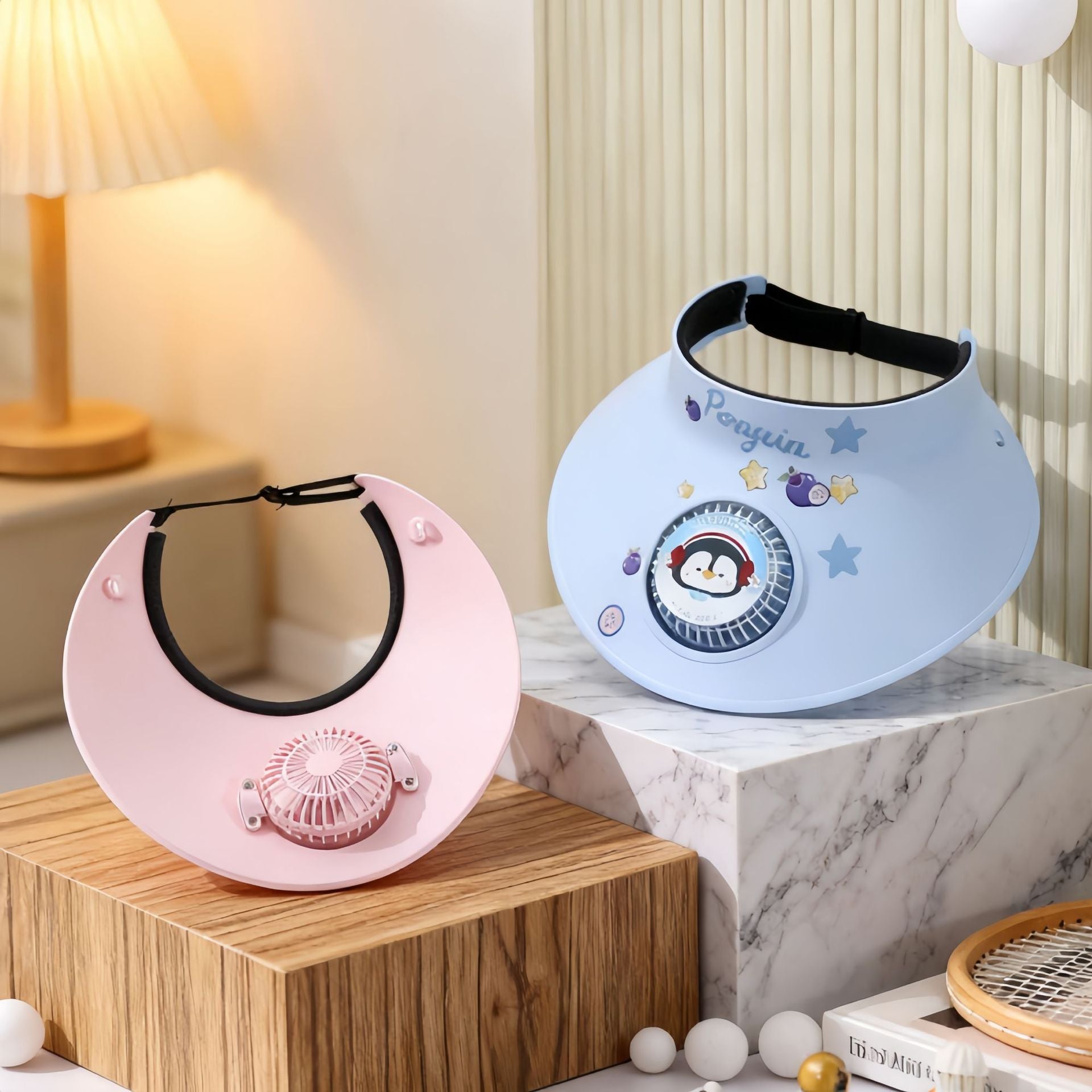 Women’s Portable Cooling Cap with Built-In Fan Adjustable Strap UV-Resistant Lightweight