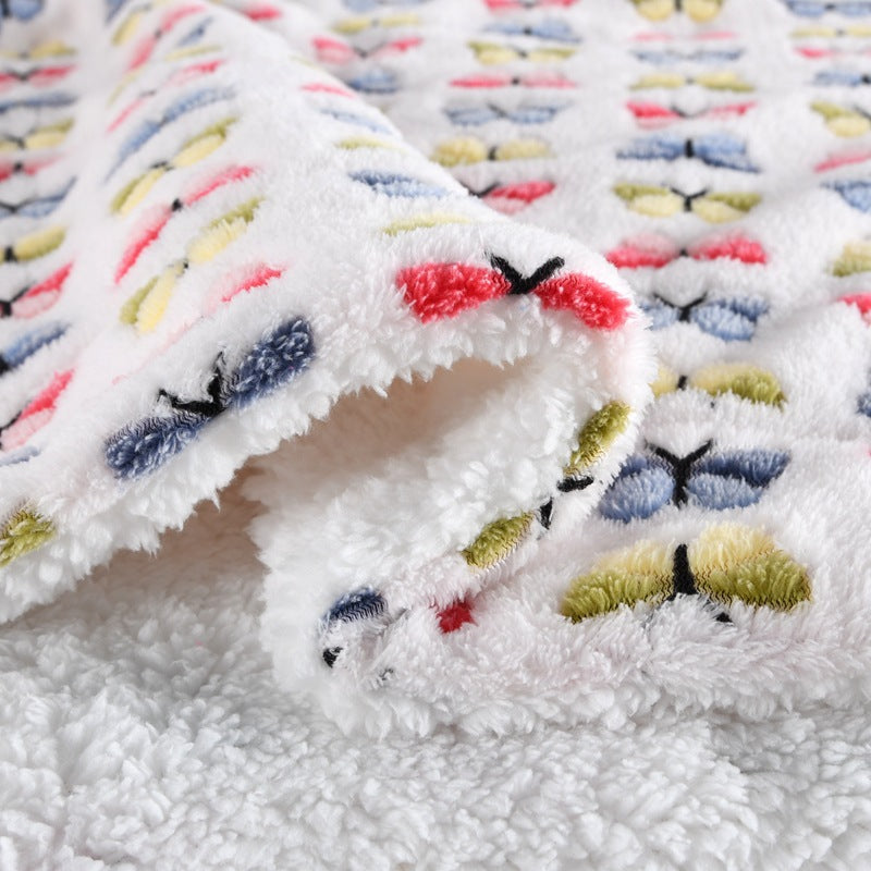 Women's Fleece Blanket Reversible Butterfly Pattern Soft Cozy Throw