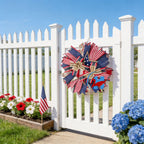 Unisex Patriotic Star Door Wreath Handmade Wood and Jute Ribbon Rustic Decoration