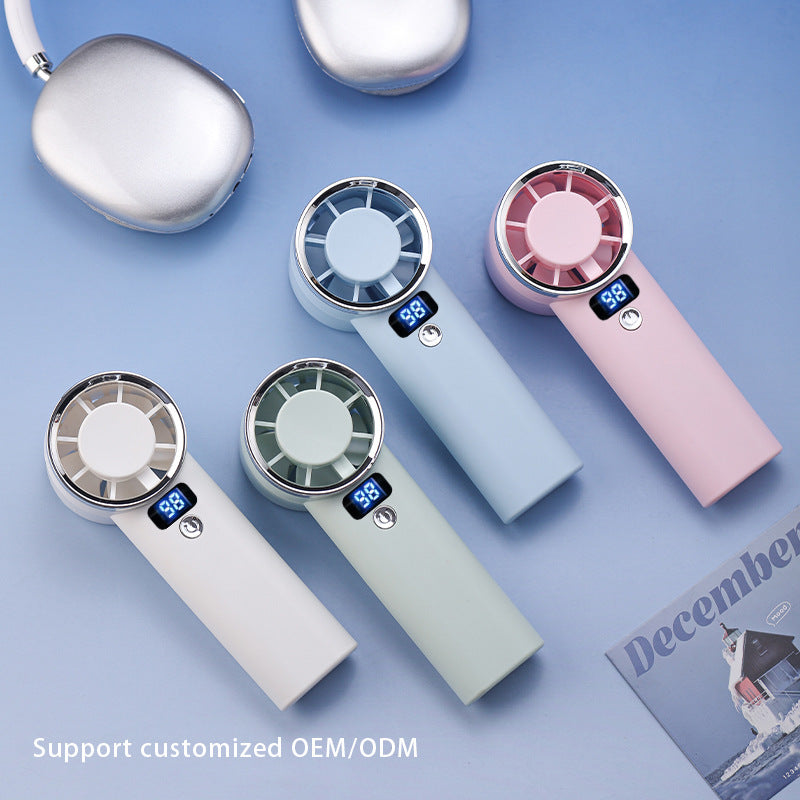 Portable Handheld Fan with Digital Display and Five Speed Levels