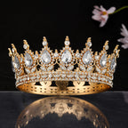 Women’s Crown with Green Gemstones Black Metal Elegant Floral Design