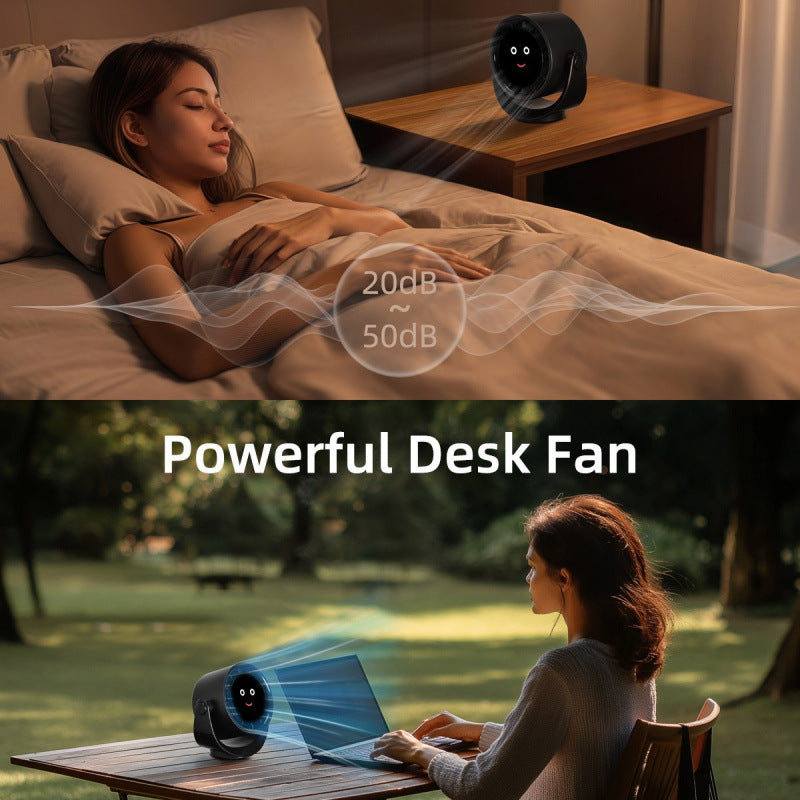 Whimsical Desktop Cooling Fan Quiet Portable Adjustable Angle Harrow