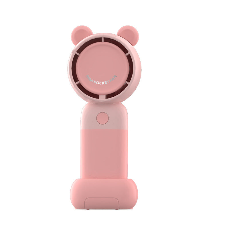 Portable Handheld Fan USB Rechargeable Cute Bear Design Lightweight Compact