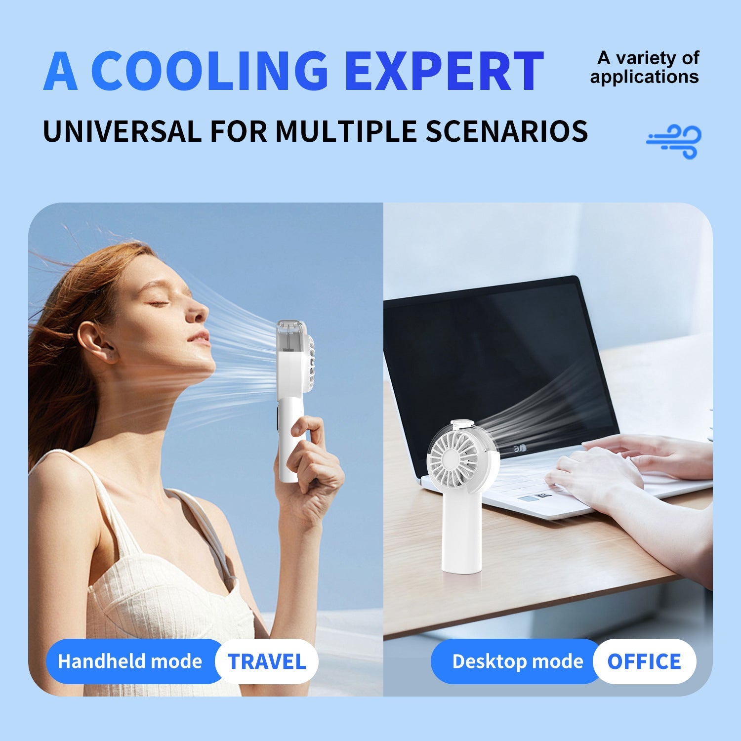 Portable Mini Fan Compact Lightweight Battery-Powered Personal Cooler