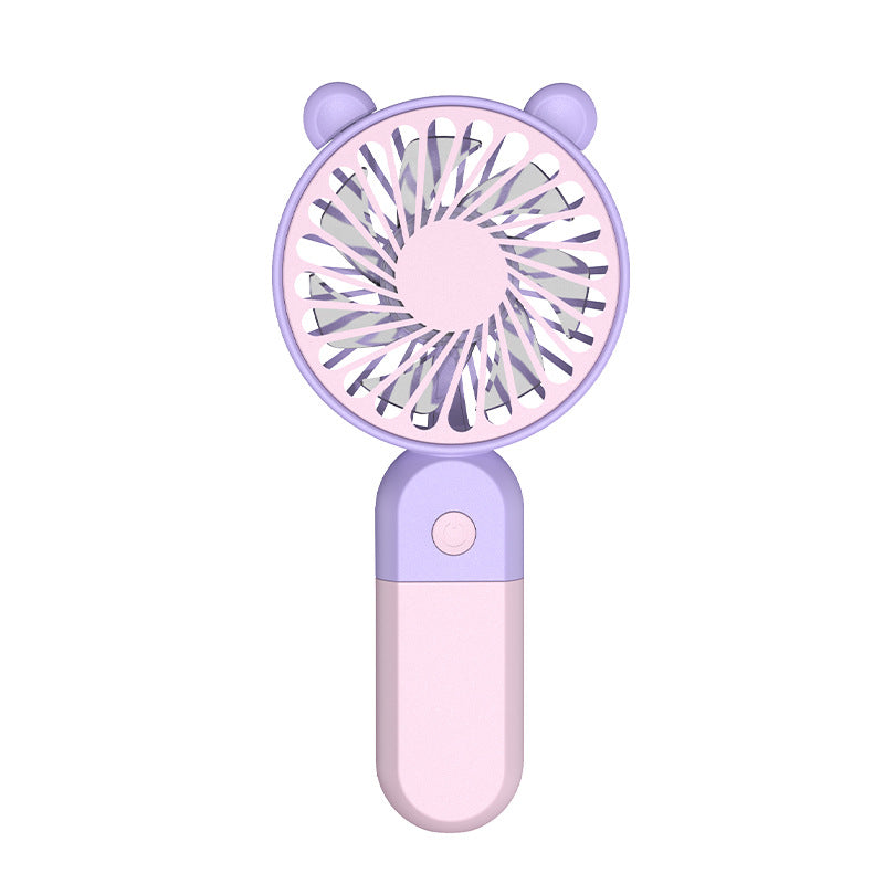 Portable Mini Fan USB Rechargeable 3-Speed Compact Lightweight Bear Design