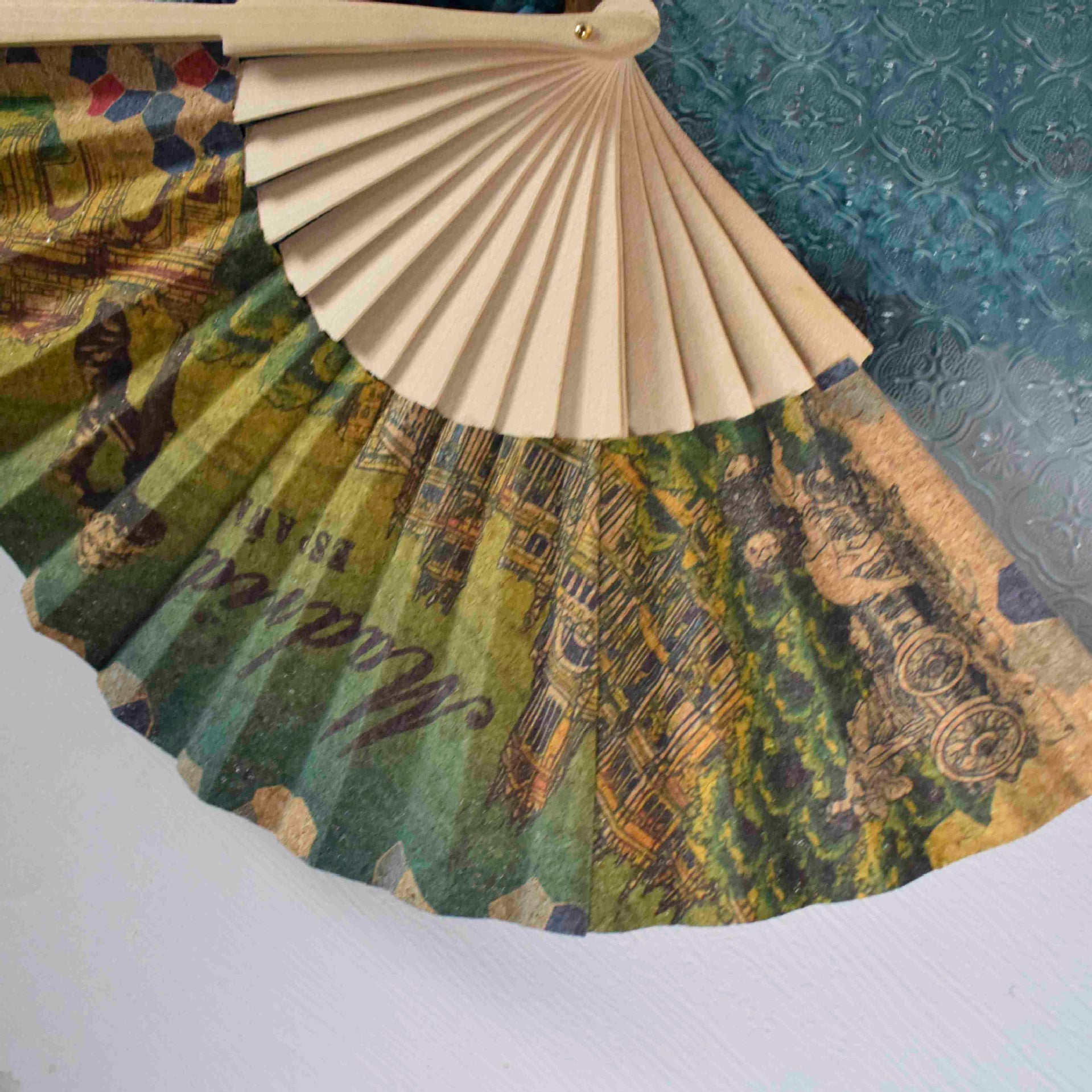 Ladies Handcrafted Wooden Fan Portuguese Motifs Stylish Accessory