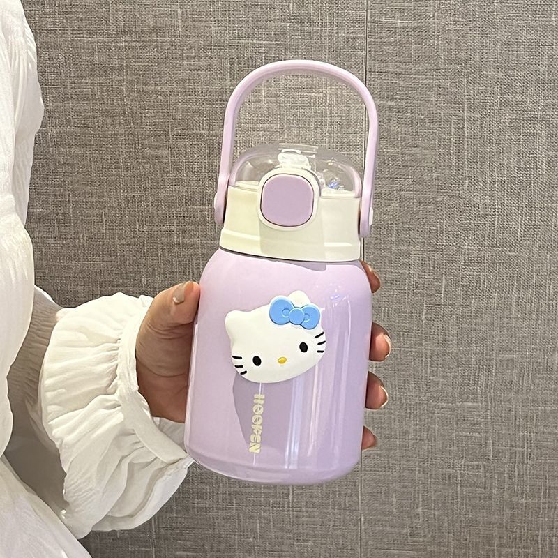 Women's Insulated Drink Container with Carrying Handle Leak-Proof Double Wall 12-Hour Temperature Retention Cute Design