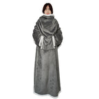 Women’s Cozy Fleece Oversized Poncho with Pockets Plaid Pattern Soft Warm Throw