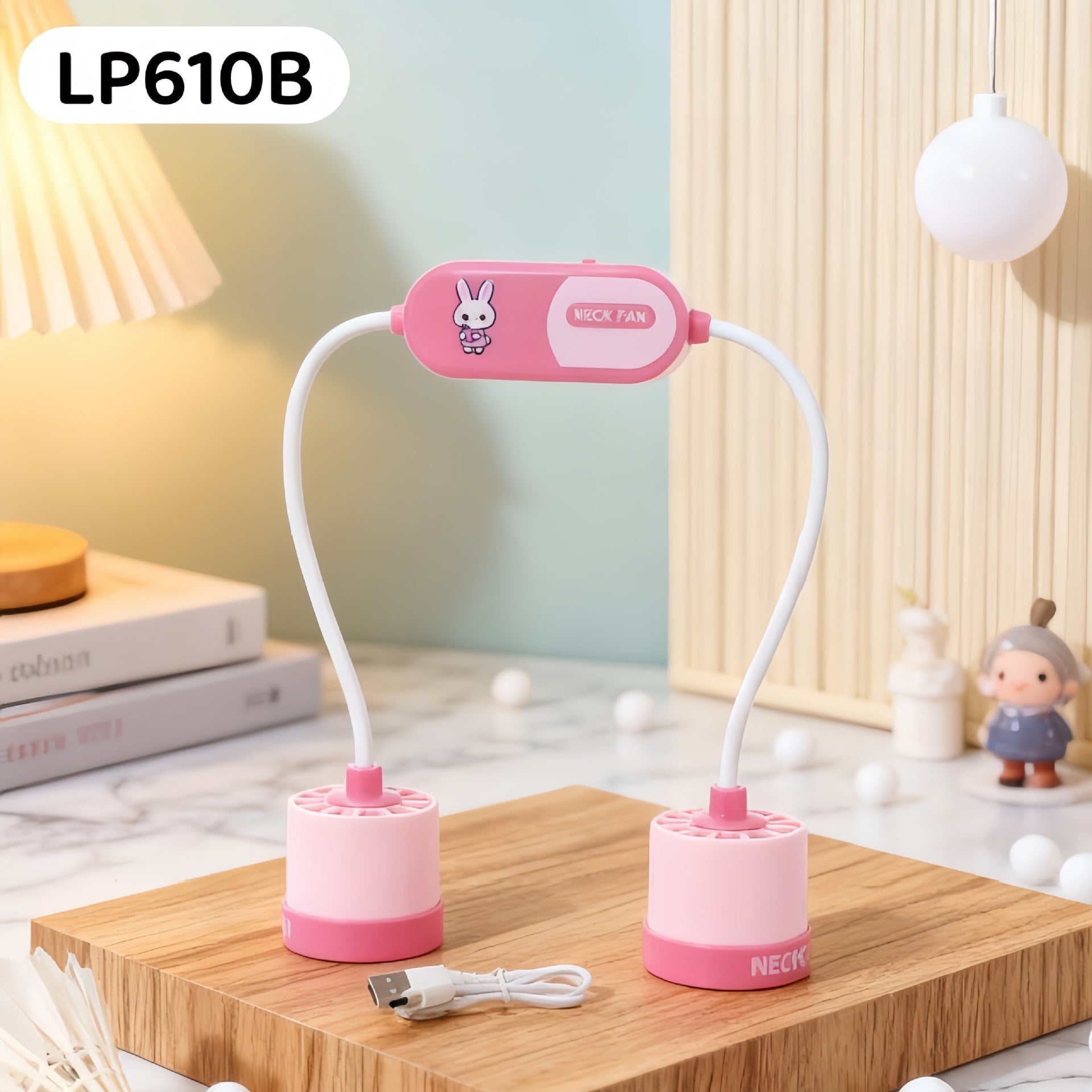 Rechargeable Portable Neck Fan Unisex Hands-Free Flexible Goosenecks Quiet Motor