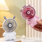 Portable USB Mini Handheld Fan with Cute Animal Design Lightweight Rechargeable Personal Fan