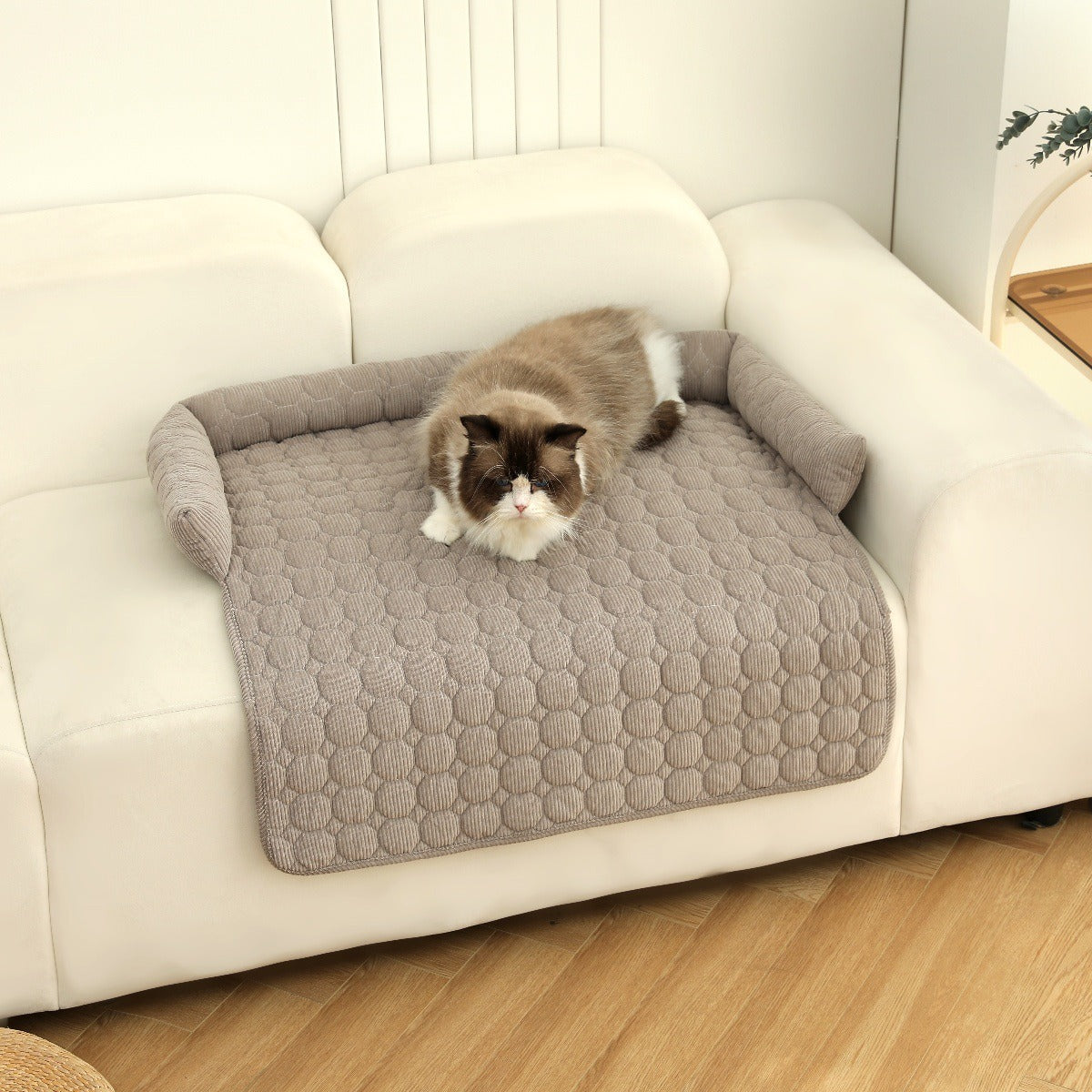 Cozy Cat Bed Plush Ergonomic Raised Sides Non-Slip Base Comfortable Pet Lounger