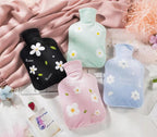 Bowlift Ladies Hot Water Bottle Soft Fabric Cover Leak-Proof Animal Design Cozy Warmth