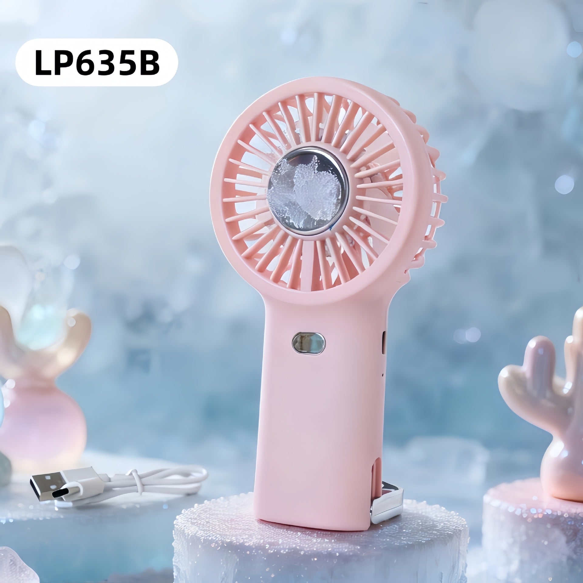 Portable Handheld Fan with USB Charging and Built-In Misting Spray Function Compact and Lightweight