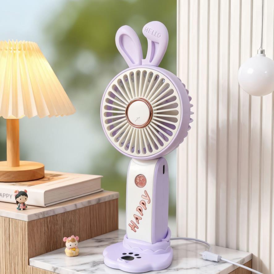 Harrow Ladies USB Fan Portable Quiet Desk Fan with Bunny Ear Design