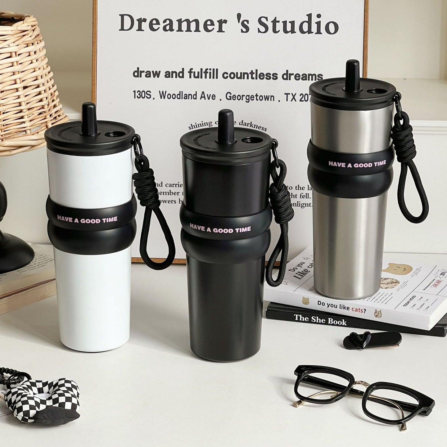 Women’s Stainless Steel Insulated Thermo Cup With Leak-Proof Lid and Straw, Matte Finish