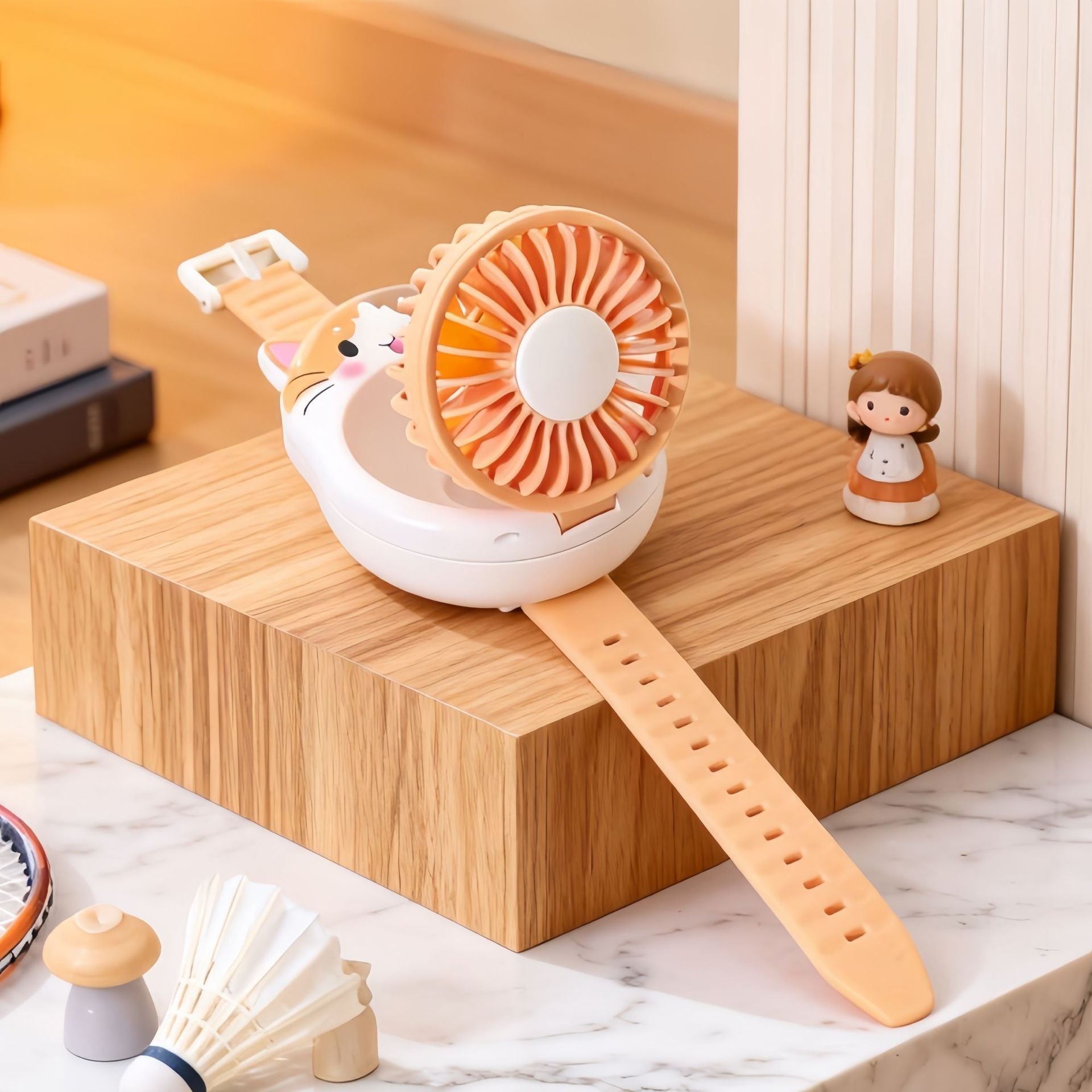 Portable USB Rechargeable Handheld Fan with Cute Dog Design Compact Quiet Operation
