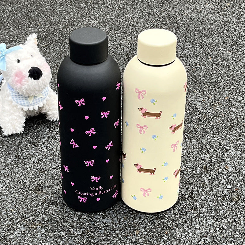 Insulated Stainless Steel Water Bottle for Women with Floral Design and Hygienic Flip-Top Lid