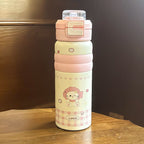 Insulated Water Bottle with Leak-Proof Flip Lid BPA-Free Plastic Cute Dog Design for Women