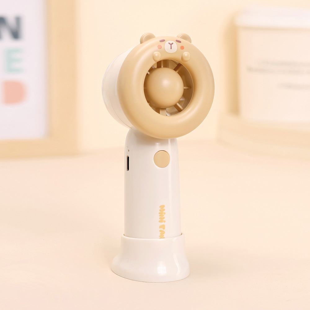 Portable Handheld Cooling Fan USB Rechargeable Cartoon Design Adjustable Speed