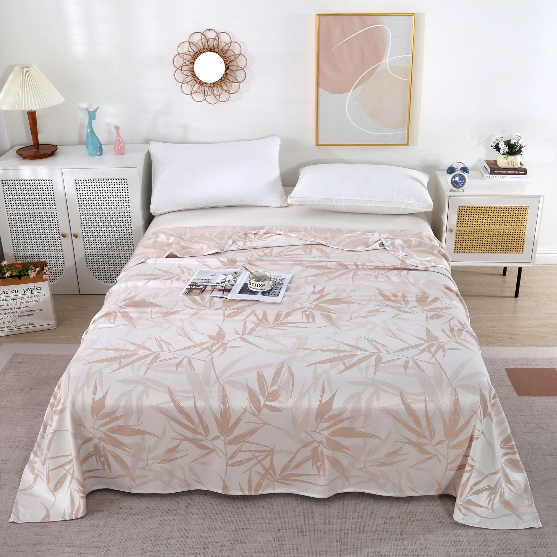 Bowlift Cotton Comforter Soft Breathable Leaf Pattern Green Duvet for Women