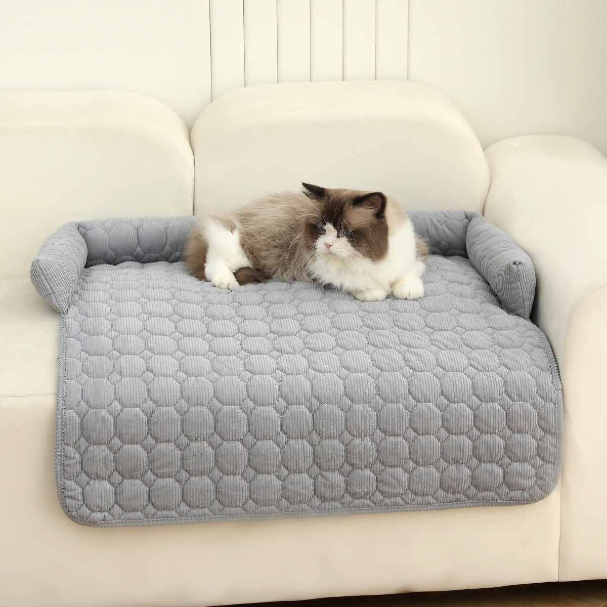 Cozy Cat Bed Plush Ergonomic Raised Sides Non-Slip Base Comfortable Pet Lounger