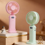 Portable USB Fan with LED Display Rechargeable Compact Personal Cooling Fan for Women