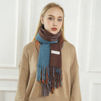 Ladies Patterned Scarf Soft Stylish Design with Fringes for Cold Weather
